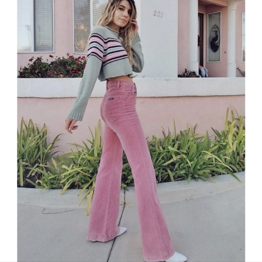 ROLLA'S Eastcoast Flare High Rise Pants Women's Pink Color Size 26 Free People - Picture 7 of 12